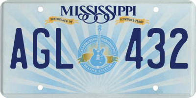 MS license plate AGL432