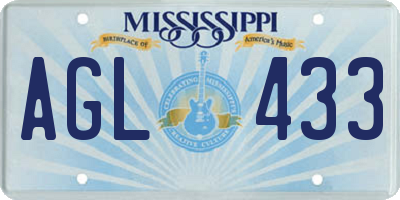 MS license plate AGL433