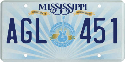 MS license plate AGL451