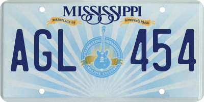 MS license plate AGL454