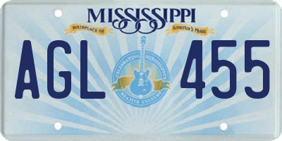 MS license plate AGL455