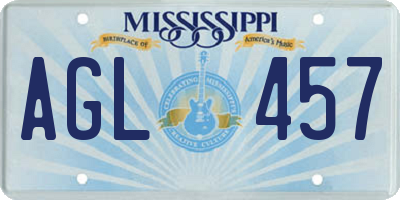 MS license plate AGL457