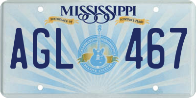 MS license plate AGL467