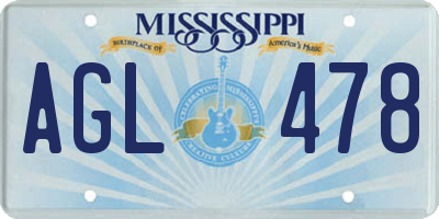 MS license plate AGL478