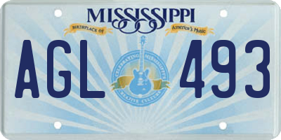 MS license plate AGL493