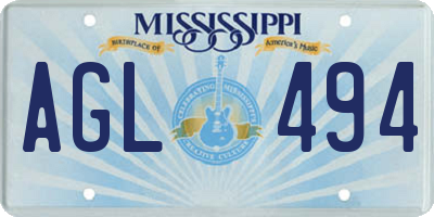 MS license plate AGL494