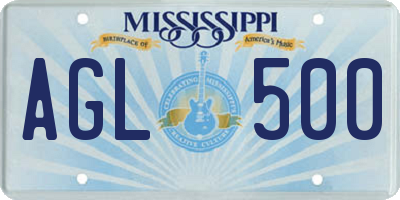 MS license plate AGL500