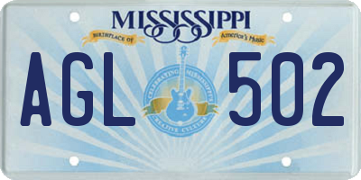 MS license plate AGL502