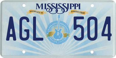 MS license plate AGL504
