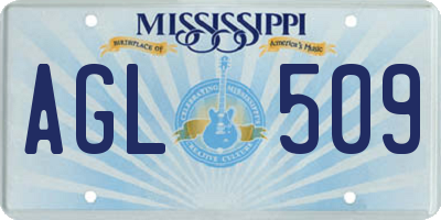 MS license plate AGL509