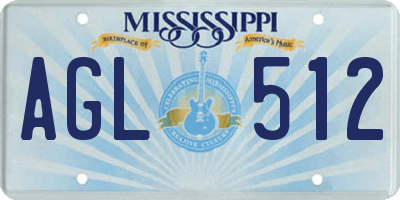 MS license plate AGL512