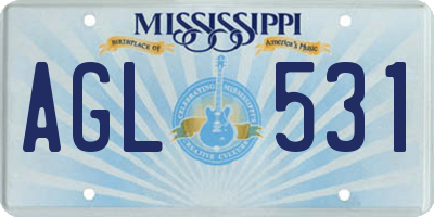MS license plate AGL531