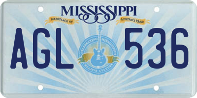 MS license plate AGL536