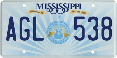 MS license plate AGL538