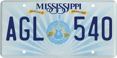 MS license plate AGL540