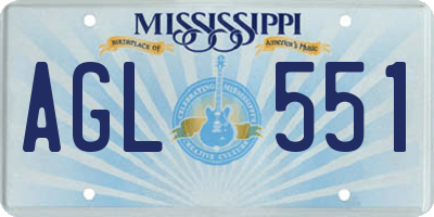 MS license plate AGL551