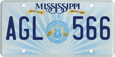 MS license plate AGL566