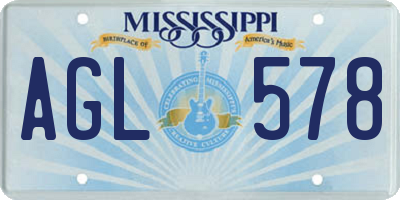 MS license plate AGL578