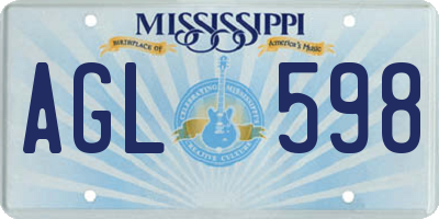 MS license plate AGL598
