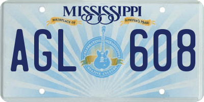 MS license plate AGL608