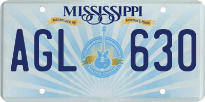 MS license plate AGL630