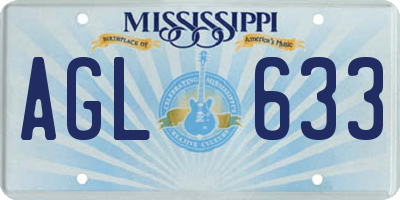 MS license plate AGL633