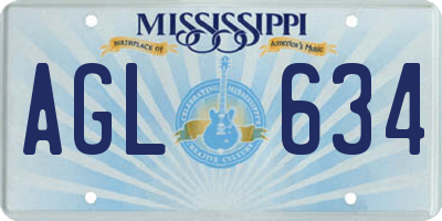 MS license plate AGL634
