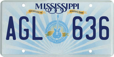 MS license plate AGL636