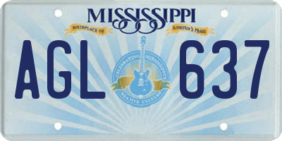 MS license plate AGL637