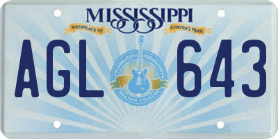 MS license plate AGL643