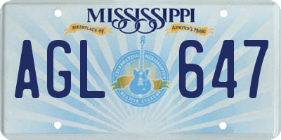 MS license plate AGL647