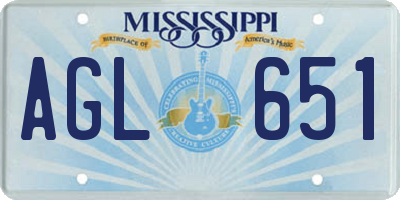 MS license plate AGL651