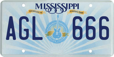 MS license plate AGL666