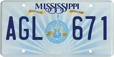 MS license plate AGL671