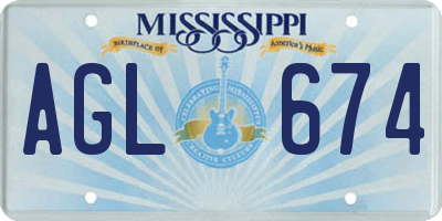 MS license plate AGL674