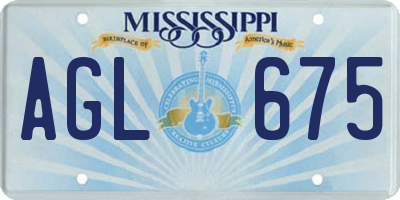 MS license plate AGL675
