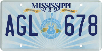 MS license plate AGL678