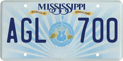 MS license plate AGL700