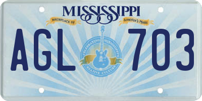 MS license plate AGL703