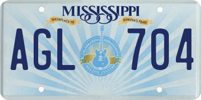 MS license plate AGL704