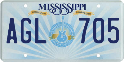 MS license plate AGL705