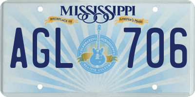 MS license plate AGL706