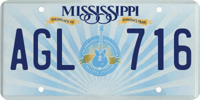 MS license plate AGL716