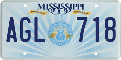 MS license plate AGL718