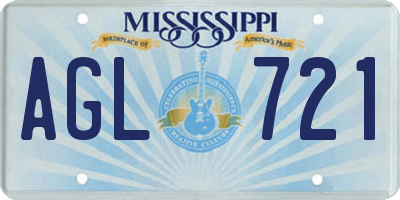 MS license plate AGL721