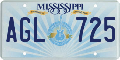 MS license plate AGL725