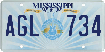 MS license plate AGL734