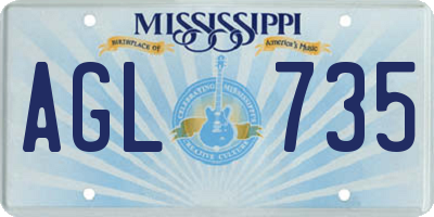 MS license plate AGL735