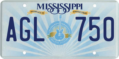 MS license plate AGL750