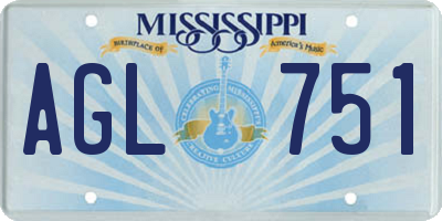 MS license plate AGL751